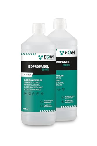 EQM - ECO-301 - Alcohol Isopropílico 99,9% - 2x1 L - Isopropanol - Limpieza de componentes electrónicos, objetivos y pantallas - Limpieza de resinas en impresión 3D - Limpiacristales y desengrasante