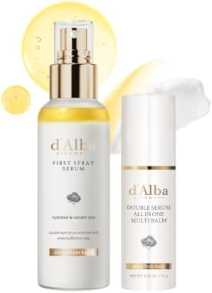 Pack Ahorro d'Alba First Spray Serum Trufa Blanca 100ml + Multi Balm 3 en 1, Bruma Facial Hidratante + Tratamiento Antiarrugas Vegano Coreano