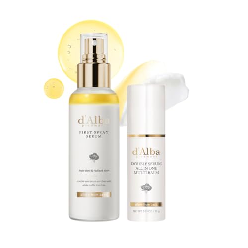Pack Ahorro d'Alba First Spray Serum Trufa Blanca 100ml + Multi Balm 3 en 1, Bruma Facial Hidratante + Tratamiento Antiarrugas Vegano Coreano