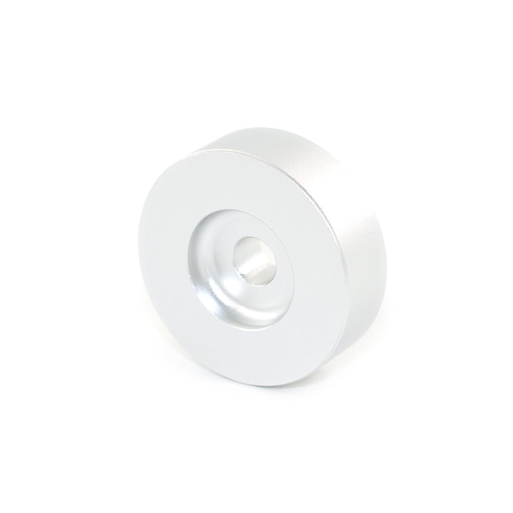 Adattatore da 45 giri/min, per giradischi in vinile da 7 pollici e giradischi tecnici, cupola in alluminio massiccio adattatore 45 argento/nero (argento)