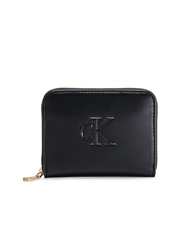 CALVIN KLEIN Damen Raised CK Medium Zip Around LV04F1026G Wallets, Schwarz (Black), One Size, Schwarz (Schwarz), Einheitsgröße