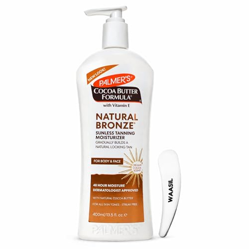 Palmers Cocoa Butter Natural Bronze Gradual Tanning Moisturiser 400ml with Vitamin E Self Tan Lotion for Face & Body Hydrating Streak-Free Long Lasting Glow
