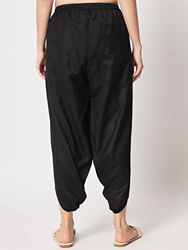 Image of 9rasa Women's Cotton Solid Harem Dhoti Pants for Casual FusionWear Workwear