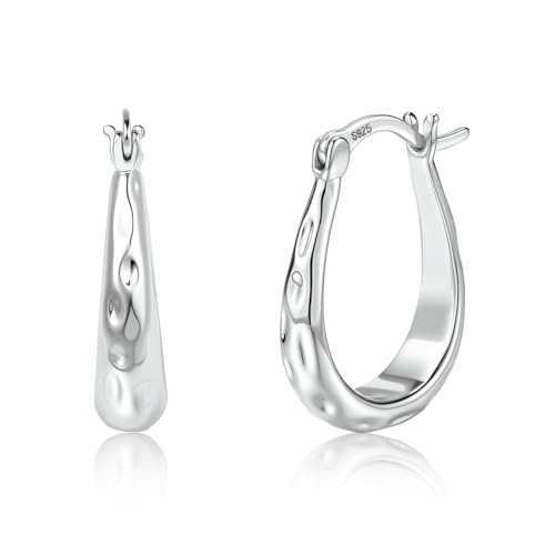 Sterling Silver Hoop Earrings for Women Silver Oval Hoop Earrings Hypoallergenic U Shaped Hoops Earring for Jewelry Gifts