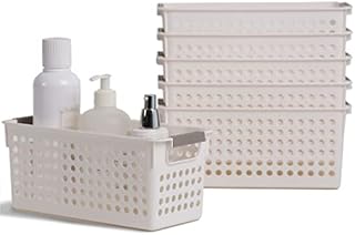 Amazon Brand-Umi 6 Set Small Storage Baskets Plastic Shelf Basket Storage Bins for Kitchen Bathroom