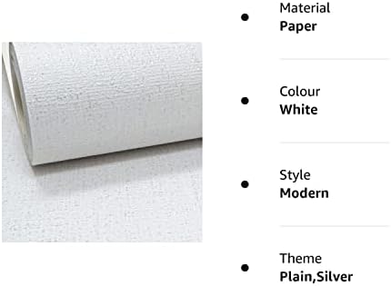 White Thick Textured Silver Glitter Vinyl Wallpaper Shimmer Linen Effect Plain
