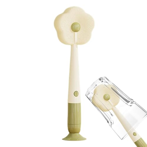 Cepillo de limpieza de tazas – Cepillo limpiador de vasos con herramienta de esponja en forma de flor de succión, fregador multifuncional para cocina, baño, fregadero, viajes, café, vino | Limpiador d