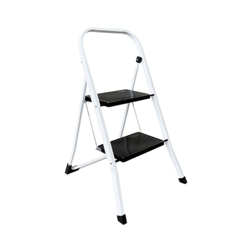 Acomoda Textil - Escalera de Metal Multiusos Antideslizante, Plegable y Resistente Escalera Profesional Ligera de Fácil Transporte para Hogar, Almacén, Garaje y Limpieza. (2 Peldaños, 80x40x52 cm)