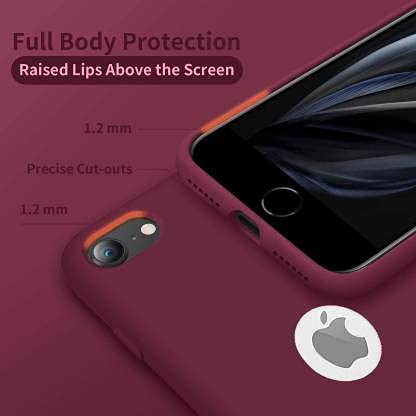 Image of VONZEE Liquid Silicone Soft Back Cover for iPhone 7 Case, Shockproof Slim Camera & Full Body Protection Non Yellowing Cover with Microfiber Lining & Logo Cut (4.7 Inch) -Wine Red