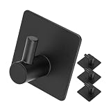 Ganci in acciaio inox da incollare, 4 pezzi, in nero, ganci adesivi per asciugamano, accappatoio, strofinaccio, gancio per asciugamano bagno, porta asciugamano cucina, gancio per accappatoio