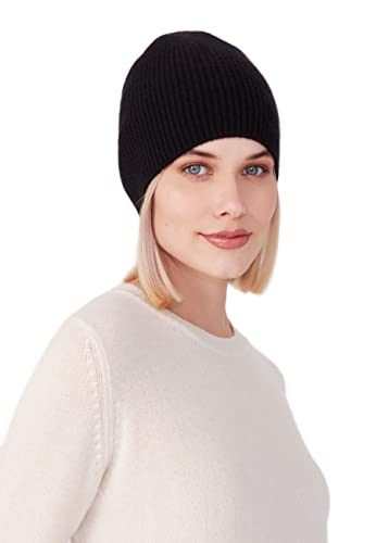 Style & Republic Kaschmir Sport Mütze-Beanie Damen aus 100% Cashmere - Dein kuscheliger Premium Strick Beanie für stilvolle Herbst- & Winter-Momente - Schwarz