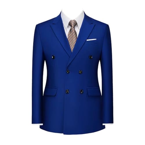 Men Formal Slim Blazer Peak Lapel Double Breasted Dinner Jacket for Wedding or Events