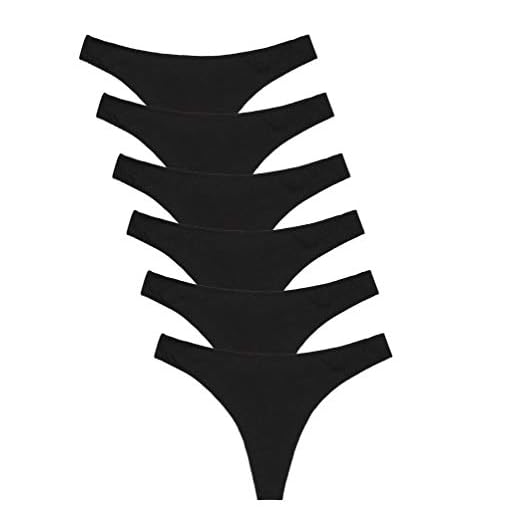 Channo Tangas de Algodón Lisos Suaves con Acabado Fino Que No Marca (Pack de 6) (Negro, S/M)