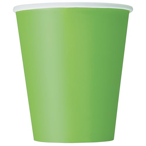 Unique 31426EU - Plastic Free Paper Cups - 266 ml - Lime Green Colour - 14 Count (Pack of 1)