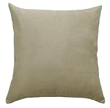 DreamHome - Solid Faux Suede Decorative Pillow Cover/Sham, (26x26, Parchment)