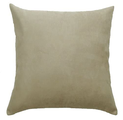 DreamHome - Solid Faux Suede Decorative Pillow Cover/Sham, (26x26, Parchment)
