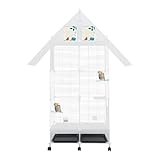 Design spacieux et respectueux des animaux : grande cage à oiseaux avec ses dimensions 74 x 37 x 163 cm, cette cage offre une grande liberté de mouvement aux oiseaux de petite à moyenne taille tels que les perruches ou les calopsittes. La grille horizontale favorise leur instinct d'escalade tout en prévenant les blessures.