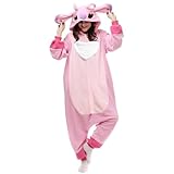 Wishliker Unisex Adult Onesie Pajamas Animal Onesies Women Men Christmas Halloween Cosplay Costume Sleepwear Pink