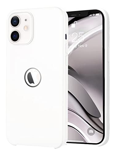 Image of VONZEE Liquid Silicone Soft Back Cover for iPhone 12 Mini Case, Shockproof Slim Camera & Full Body Protection Non Yellowing Cover with Microfiber Lining & Logo Cut (5.4 Inch) -White