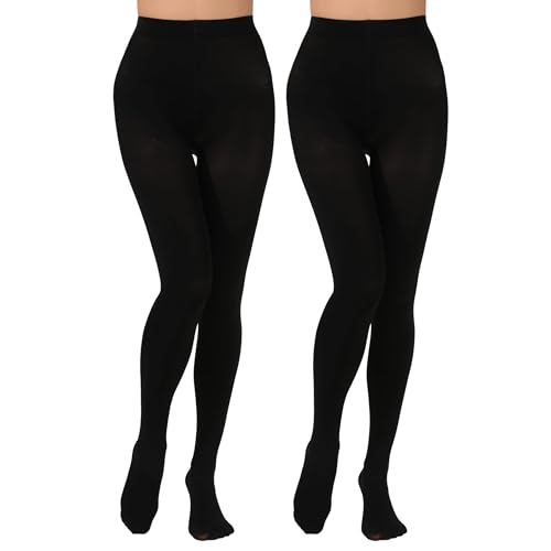 KLONKEE 2 Pairs Womens Black Tights 80 Denier Opaque Tights