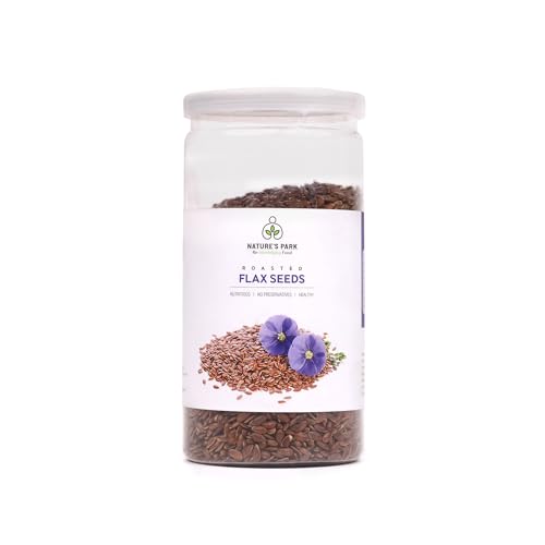 Image of Nature's Park Roasted Flax Seeds 100g - Alsi Seeds for Hair Growth - Rich in Omega 3 Fatty Acids, Magnesium, Phosphorus, Protein, Antioxidants - Source of Iron & Dietary Fibre - Healthy Snacks