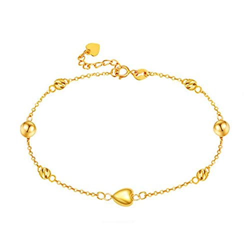 Bracelet femme or jaune 18 carats perles cœur cadeau anniversaire