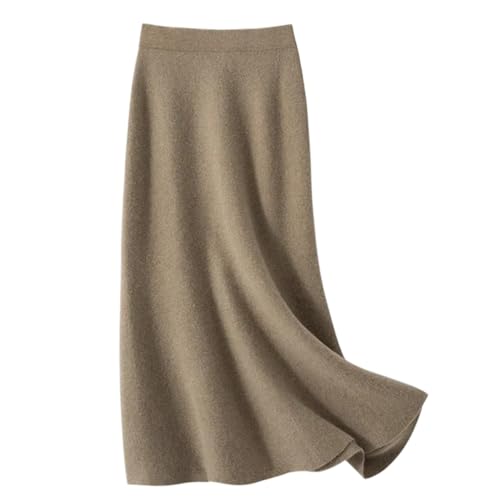 Wome Casual Slim High Waist Solid Cashmere Skirt Knitted Fishtail Long Skirt All-Match
