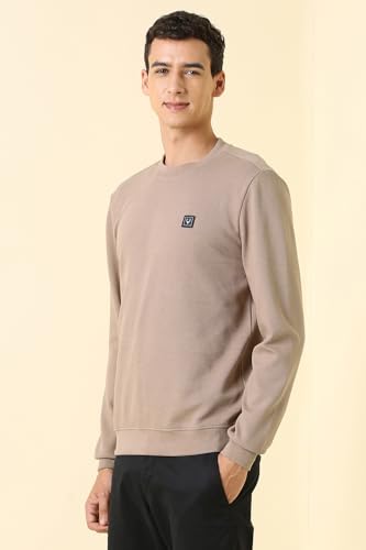 Image of Allen Solly Men's Cotton Blend Crew Neck Solid Casual Sweatshirt