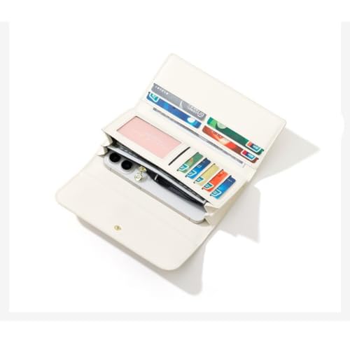 RFID Blocking Trifold Genuine Leather Wallet for Women Slim Travel Purse Clutch (White)3