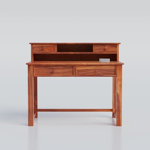 Image of Jangid Handicraft Solid Sheesham Wood Study Table for Adults | Wooden Writing & Computer Desk for Home & Office | Work from Home Table | Rosewood, Honey Finish