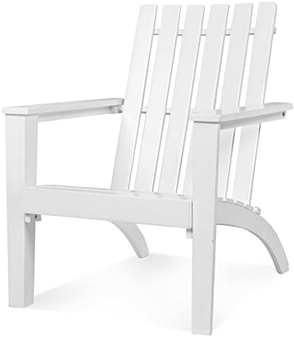 Tangkula Adirondack Chair Acacia Wood Outdoor Armchairs, Weather Resistant for Patio Garden Backyard Deck Fire Pit, Lawn Porch Furniture & Lawn Seating, Campfire Chairs, Adirondack Lounger (1, White)