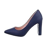  Ital Design Damenschuhe Pumps High Heel Pumps, BO-191-, Kunstleder, Dunkelblau, Gr. 39