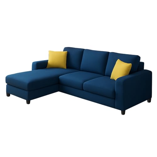 Image of Casaliving Rolando 4 Seater L Shape Sofa Set with 2 Puffy for Living Room (Blue) Left Side Sofa Set for Living Room | Hall| Office Room