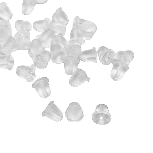 Lot de 100 fermoirs poussoirs bouchons sécurité arriere clous ou boucle d'oreille en plastique transparent