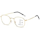 Lanomi Gleitsichtbrille Lesebrille Blaulichtfilter Metall Progressive Multifokus Lesehilfe Dünner Rahmen Flexible Anti Müdigkeit Computer Brille 1.0 1.5 2.0 2.5 3.0 3.5 4.0 Gold 1.5