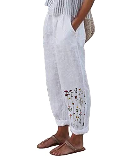 shownicer Leinenhose Damen Sommer Lang Leichte Freizeithose Loose...