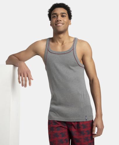 Image of Jockey US54 Men Super Combed Cotton Square Neck Gym Vest with Graphic Print