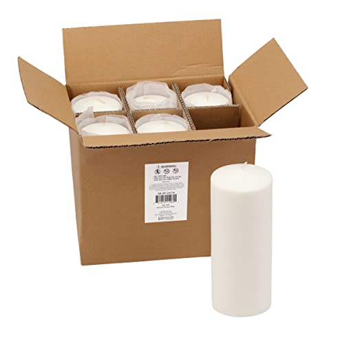 Image of Stonebriar 6 Tall 3 x 8 Inch 80 Hour Long Burning Unscented White Wax Pillar Candles (Pack of 2, 12 Count Total)