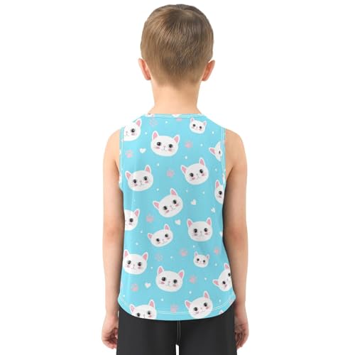 J JOYSAY Cat Paw Hearts Blue Boys Tank Top Sleeveless Muscle Shirts Quick Dry Kids T-Shirts 3-15T3