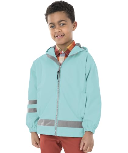 Charles River Apparel Kid's Toddler New Englander Rain Jacket Outerwear, Aqua/Reflective, 2T