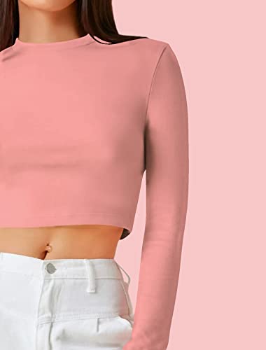Image of Dream Beauty Fashion Women's Casual Round Neck Long Sleeves Stylish Crop Top - 17 inch Inches (Tee-Tally 02)