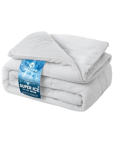 VK Living 夏用掛け布団 肌掛け布団 シングル リバーシブル 【SUPER ICE】冷感＆タオル地 接触冷感 24時間持続制菌消臭 二重除湿速乾 【TEIJIN マイティトップ中綿使用＆マイクロわた】 抗菌防臭 防ダニ 洗える かけ布団 キルトケット 夏ふとん ひんやり 一年中使える 140×190cm ライトグレーの商品画像（Amazon）