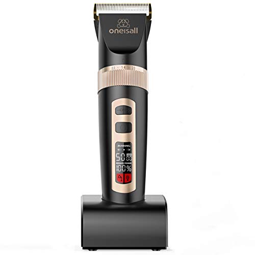 oneisall Dog Clippers Professional, 3-Speed Quiet Rechargeable Cordless Pet Grooming Hair Clippers Set for Small and Large Dogs Cats-Black