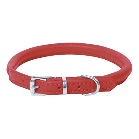 Ace Dog Collars Super Soft Best Rolled Leather Dog Collar Chilli Red :X Large 22" (55 cm) : will fit 42 cm to 50 cm (Thickness 10 mm)) Cover