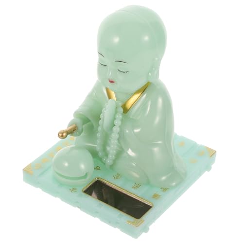 Alipis Solar Powered Buddha Figurine Car Shaking Head Toy Plastic Little Monk Buddha Statue Car Dashboard Ornament for Desktop Car