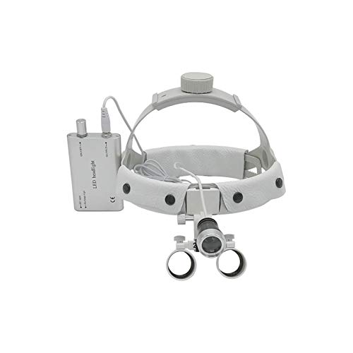 Lupas iluminadas montadas en la cabeza ， Lupa quirúrgica dental Magnifier médico Dentista Dental Quirúrgico Médico Binocular 2.5x / 3.5x Lupas con linterna LED para dentista, 2.5x para pasatiempos, le