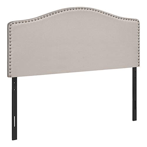 Monarch Specialties 6014F, Bedroom, Upholstered, Look, Beige, Transitional Bed-Full Size Linen Headboard #TOP17