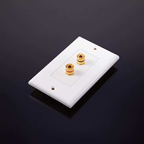 Image of Weewooday 8 Pcs Speaker Wall Plate Gold Plated 2 Connector Banana Plug Wall Plate for in-Wall Speaker Wire, Surround Sound & Audio Systems