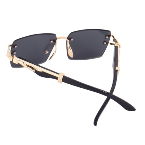 Image of Rimless Rectangle Sunglasses for Men, Frameless Sunglasses for Men with Sleek Metal Temples, Lightweight Premium Eyewear for Modern Retro Fashion Styling.