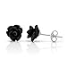 925 Sterling Silver Tiny Black Rose Flower 9 mm Post Stud Earrings